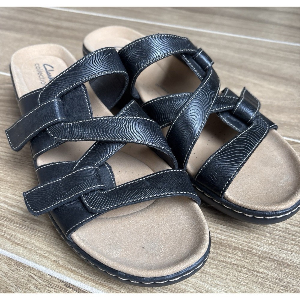 Clarks Womens Shoe Size 11 Black Merliah Karli Adjustable Strap Comfort Sandals